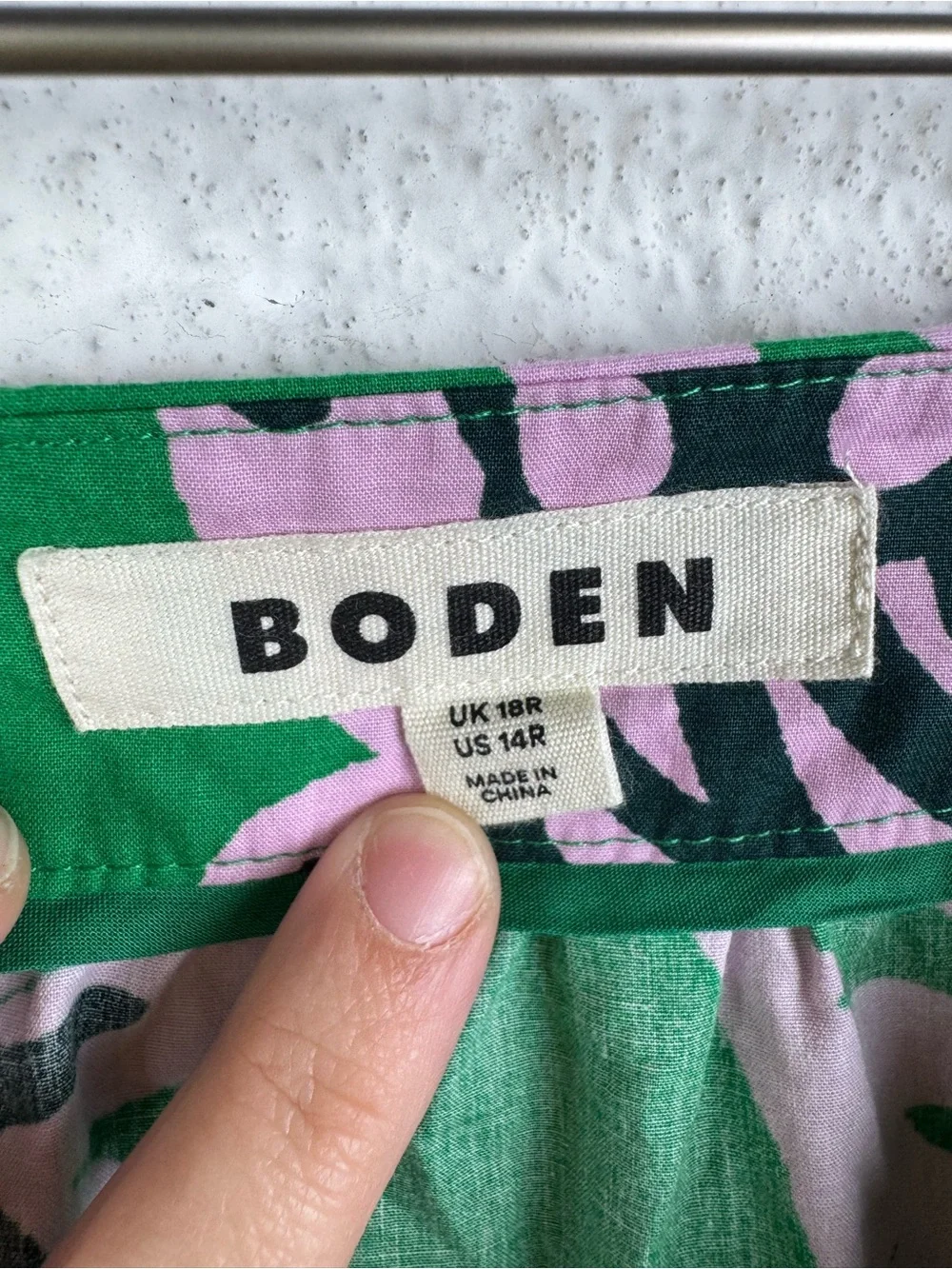Boden Lorna Tiered Maxi Skirt Green Pink Floral Cotton US 14R